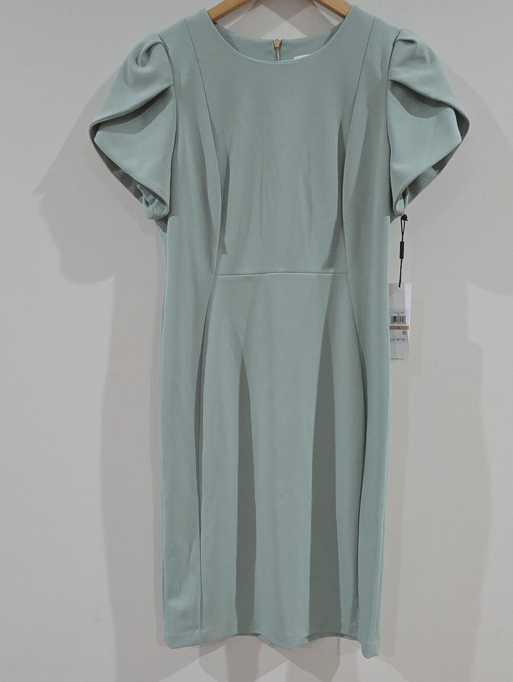 Calvin Klein Women's Sage Green Scuba Tulip Puff Sleeve Size 12